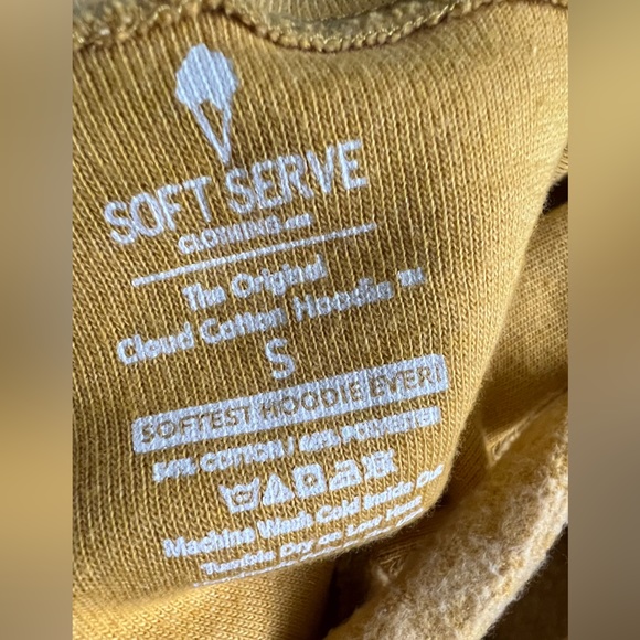 Soft Serve Clothing Mustard Yellow The Original Cloud Cotton Hoodie Size Small - Picture 6 of 10